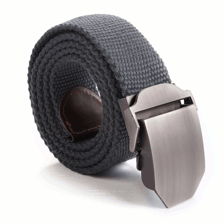 Mens Canvas Military Style Belt Outdoor Leisure Adjustable Slider Buckle Weave Web Waistband - MRSLM