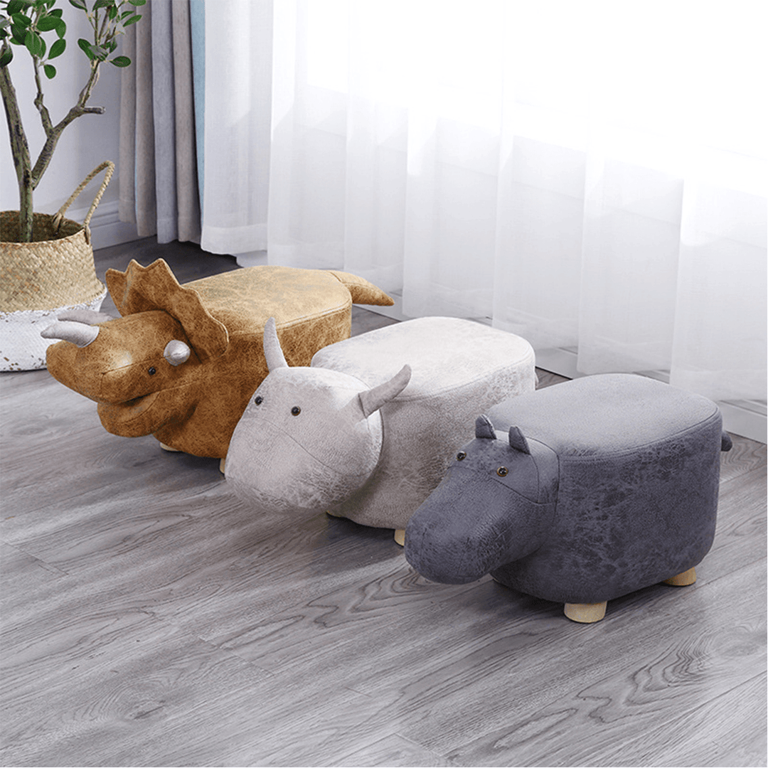 Solid Wood Animal Shape Ottomans Footstools Sofa Padded Cushion Rest Seat Footstool Pouffe Stool - MRSLM