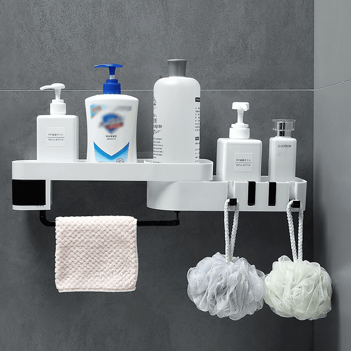 Shower Storage Punch-Free Corner Rack Shelf Towel Bathroom Kitchen Wall Mounted - MRSLM