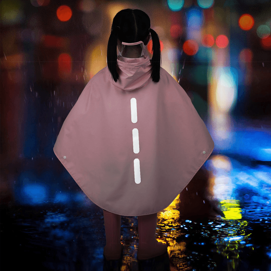 7Th Children Cloak Raincoat Boy Girls Waterproof Poncho with 3M Reflection Strip for Children Rain Coat - MRSLM