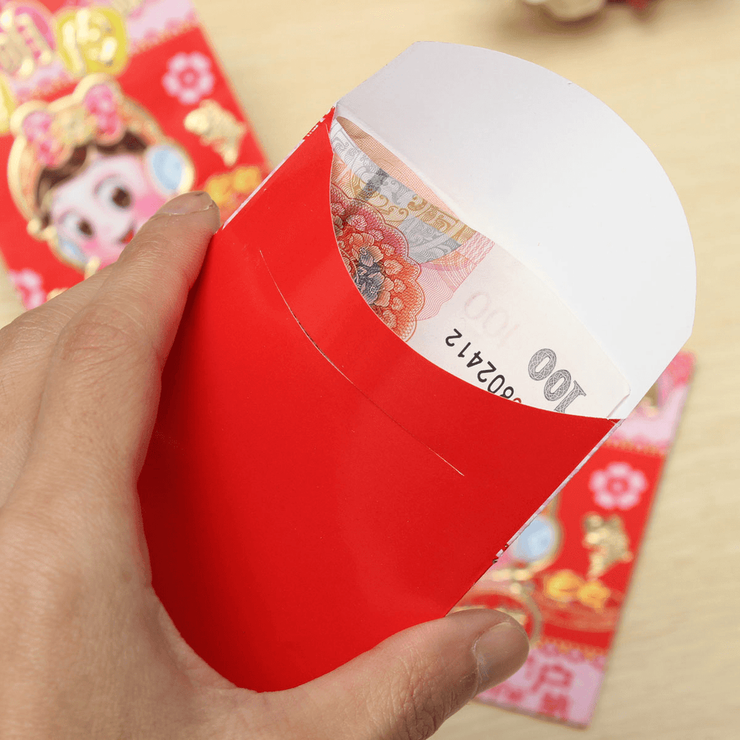 6Pcs Clever Chinatown Chinese Spring Festival Red Envelope Lucky Money Bag New Year - MRSLM