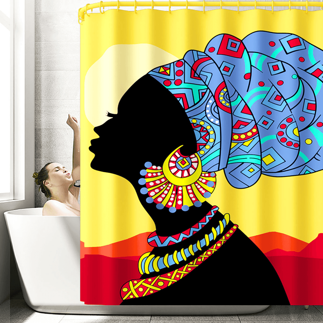 Retro Style 3D Printed Shower Curtain Waterproof Mouldproof Polyester Environmental Non-Toxic Non-Slip Bathroom Curtain - MRSLM