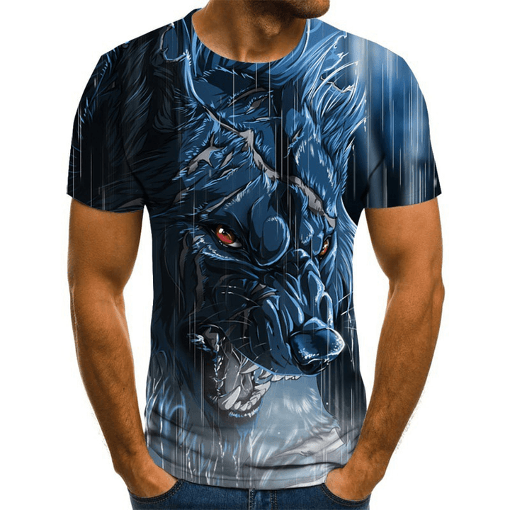 Round Neck Short Sleeve 3D Digital Printing T-Shirt - MRSLM