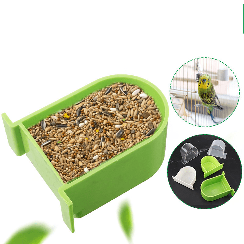 Bird Cage Food Box Trough Feeder Bowl Semi-Circular Birds Home Accessories for Pet Supplies - MRSLM