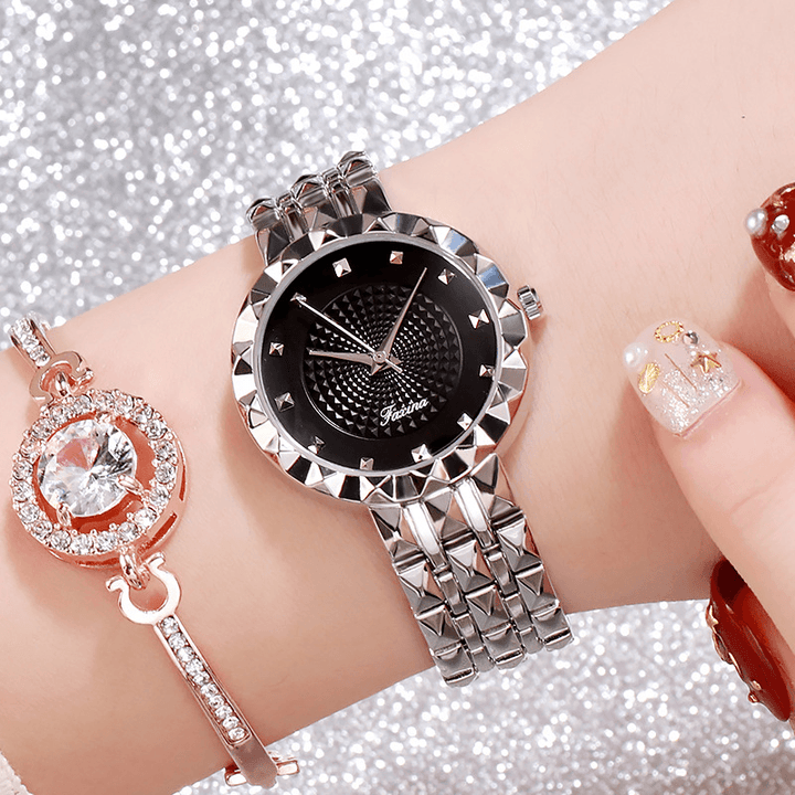 Deffrun Full Steel Case Casual Style Women Wrist Watch Clock Quartz Watches - MRSLM