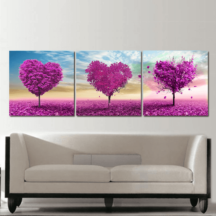Miico Hand Painted Three Combination Decorative Paintings White Flower Wall Art for Home Decoration - MRSLM