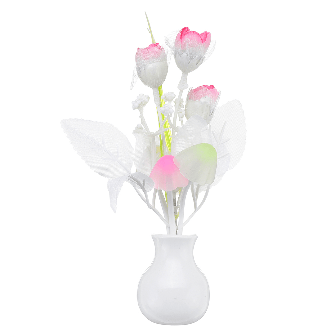 Romantic Flower Mushroom LED Night Light Sensor Baby Bed Lamp Decor US Plug - MRSLM