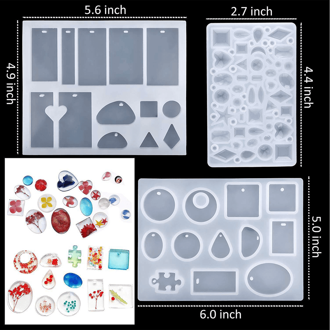 159Pcs Silicone Casting Molds and Tools Jewelry Pendant Resin Mould with Bag DIY - MRSLM