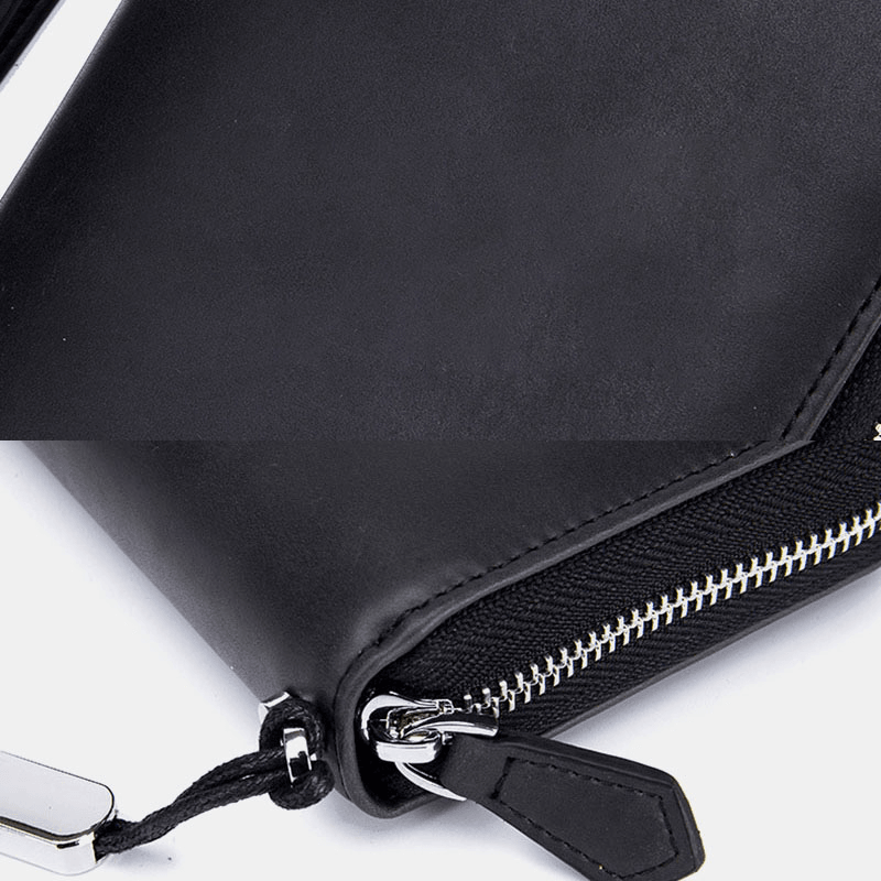 Men Women RFID Blocking Genuine Leather Multi-Card Large-Capacity Card Holder New Clutch Zipper Phone Bag - MRSLM