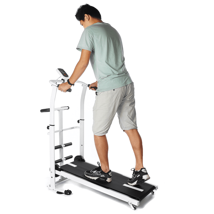 Folding Treadmill Mini Running Walking Jogging Machine with LCD Display Portability Wheels Max Load 150Kg - MRSLM