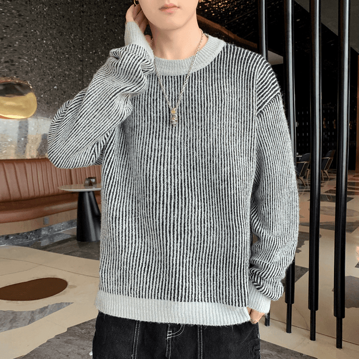 Sweater Men'S Loose round Neck Pullover Sweater - MRSLM
