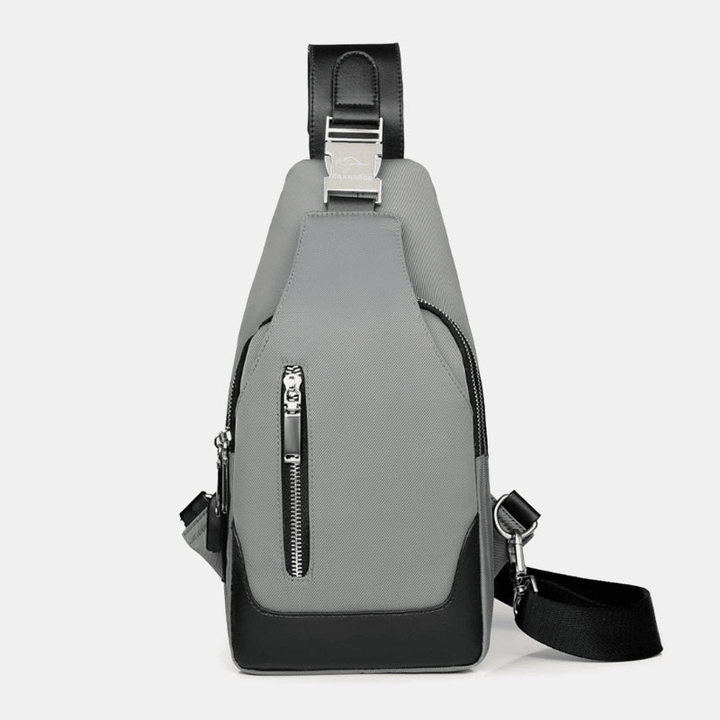 Men Oxford USB Charging Waterproof Casual Outdoor Crossbody Bag Chest Bag Sling Bag - MRSLM