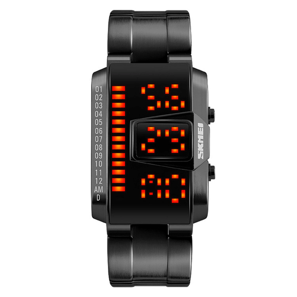 SKMEI 1791 Stainless Steel Band Fashionable Digital Watch LED Waterproof Men Wrist Watch - MRSLM