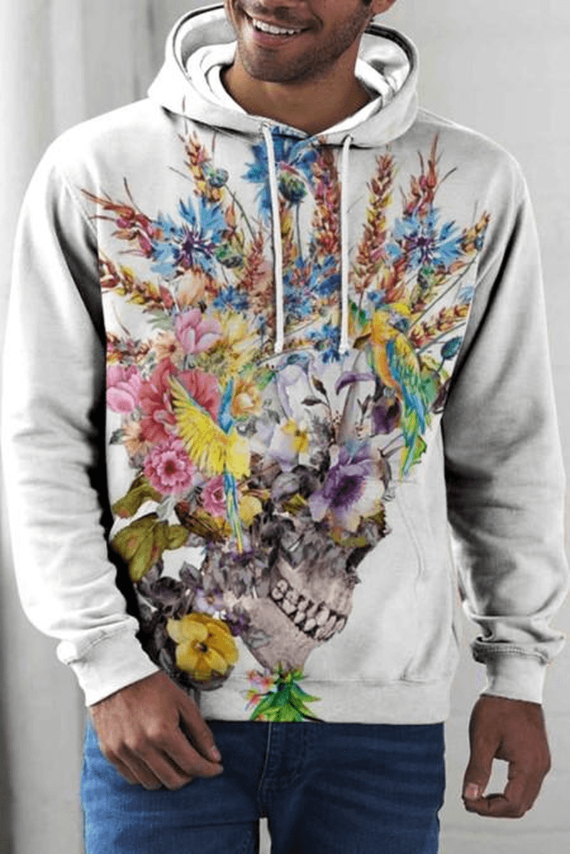 Men Comfort Polyester Loose Print Hoodie - MRSLM