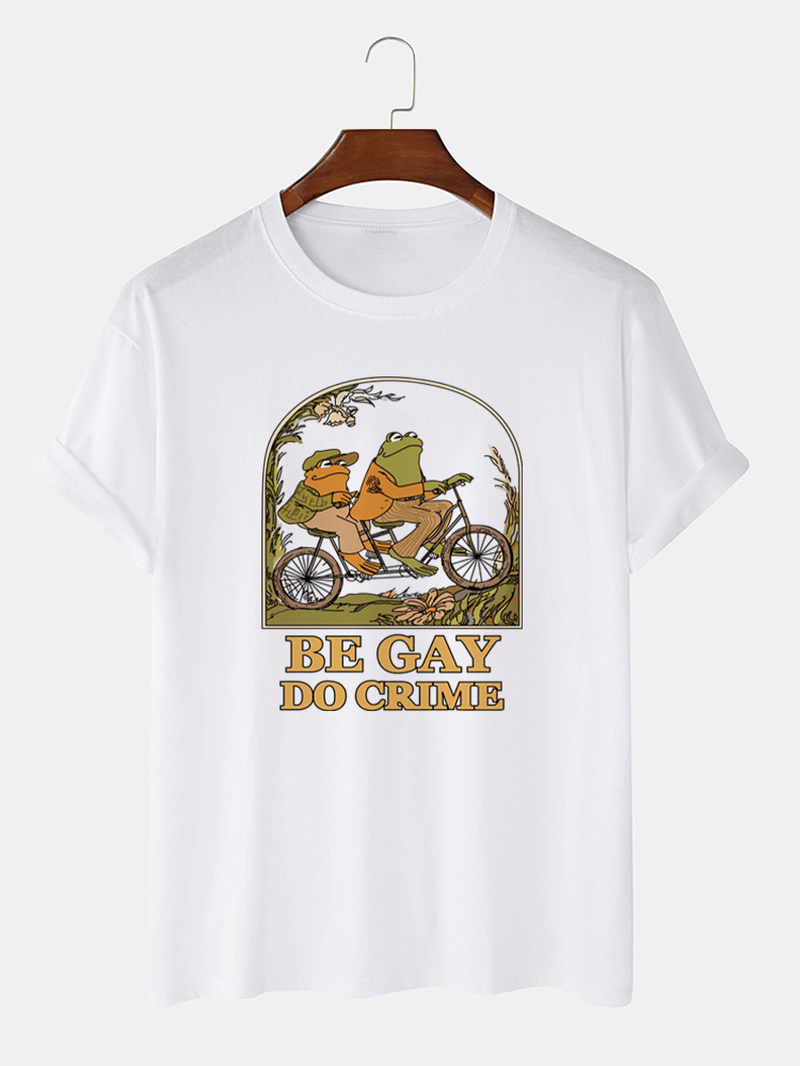 Mens Casual Cotton Frog Cartoon Short Sleeve T-Shirts - MRSLM