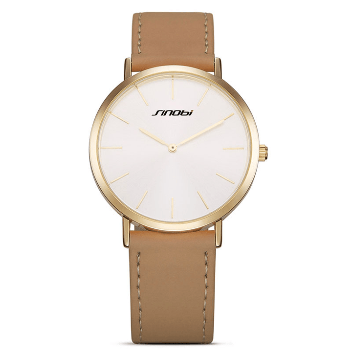 SINOBI 9691 Women Watch Simple PU Leather Strap Luxury Brand Ladies Quartz Wrist Watch - MRSLM