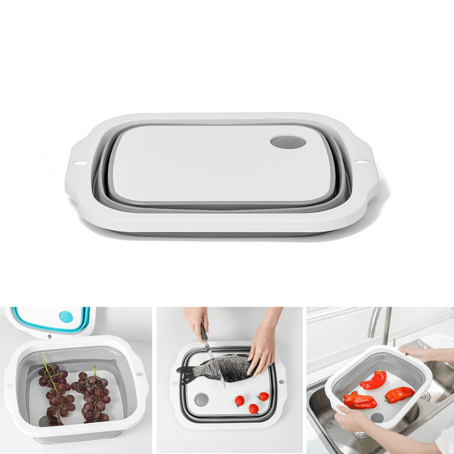 Ipree® Multifunction Cutting Board Foldable Drain Basket Vegetable Fruits Washing Colander Portable Kitchen Organizer - MRSLM