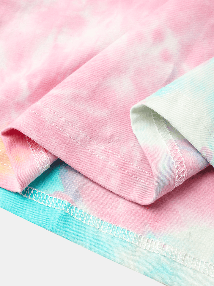Mens Cotton Cute Flower Pattern Tie Dye Short Sleeve T-Shirts - MRSLM