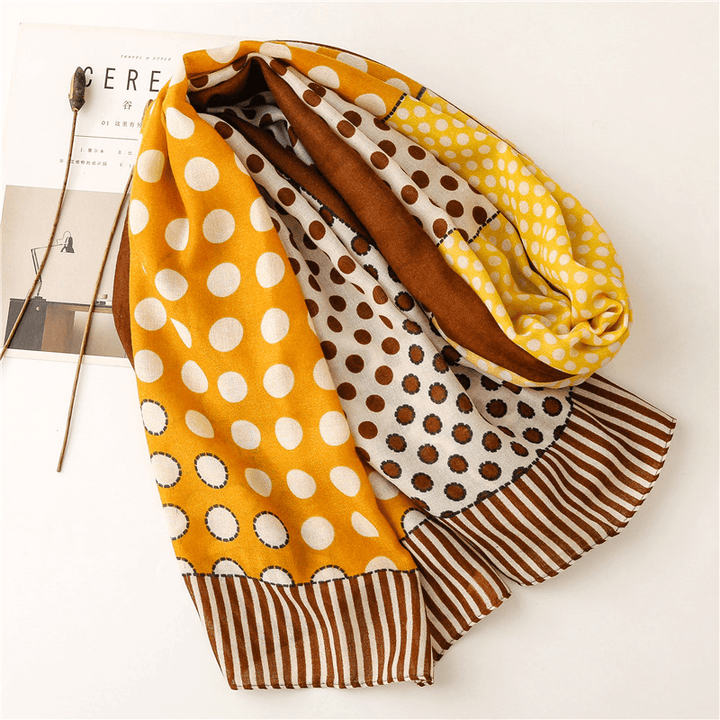 Scarf Literary Retro Small Dot Circle Hit Color Dual-Use Cotton and Linen Feel - MRSLM