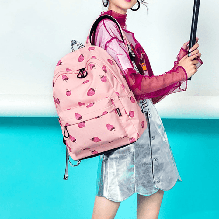 Strawberry Pattern Light Weight School Bookbag 15.6'' Laptop Backpack Rucksack Daypack - MRSLM