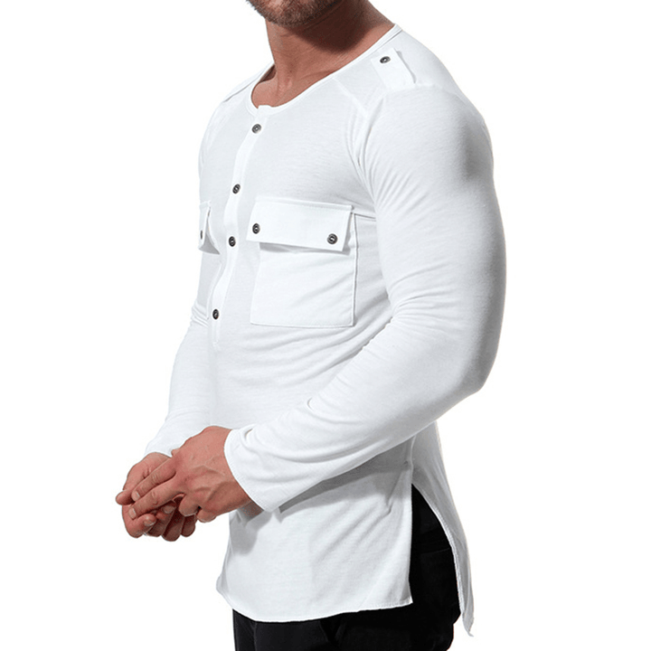 Casual Autumn Cotton Double Pockets T-Shirts for Men - MRSLM