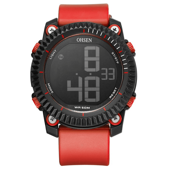OHSEN 1710 Digital Watches Stopwatch Alarm Military Sport Swimming Men LED Watch - MRSLM