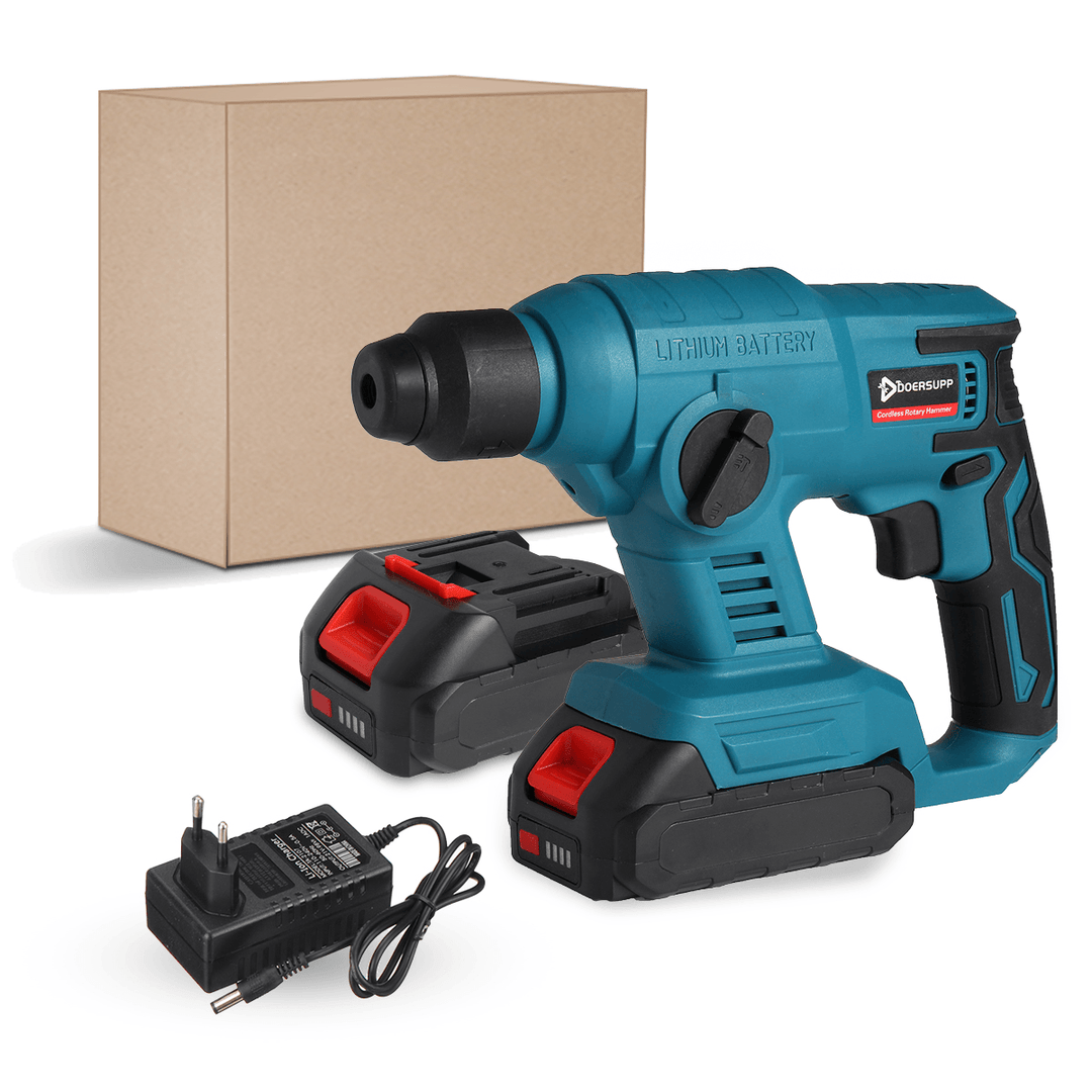 Doersupp Cordless Rotary Hammer Drill Rechargeable Electric Hammer Impact Drill Power Tool W/ None/1/2 Battery for Makita - MRSLM