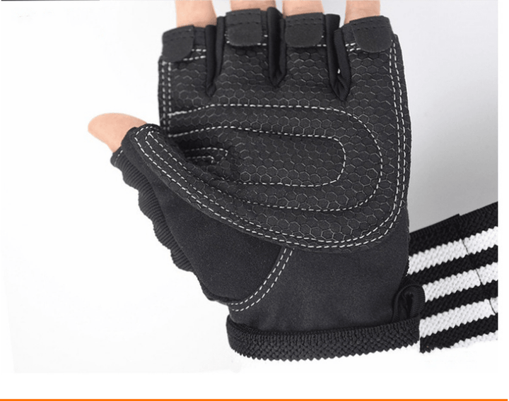 Ribbon Compression Wristband Sports Non-Slip Half-Finger Gloves - MRSLM