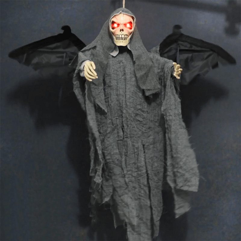 New Halloween Party Decoration Sound Control Creepy Scary Animated Skeleton Hanging Ghost - MRSLM