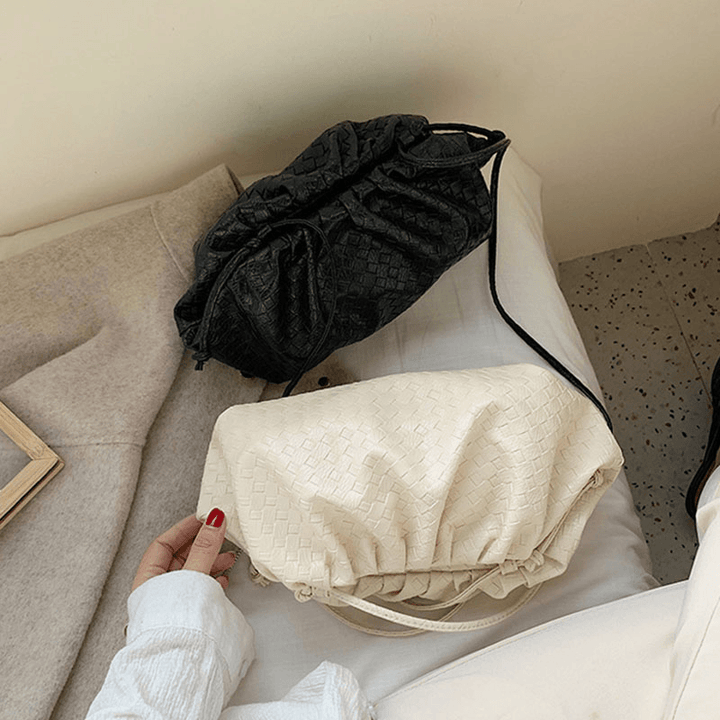 Women Fashion Weaving Solid Pouch Crossbody Bag Shoulder Bag Clutches Bag - MRSLM
