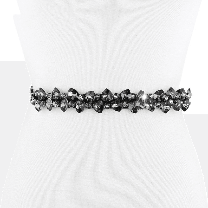 Decorative Skirt Belt Women'S Fine Rhinestone Inlaid Elastic Waistband - MRSLM