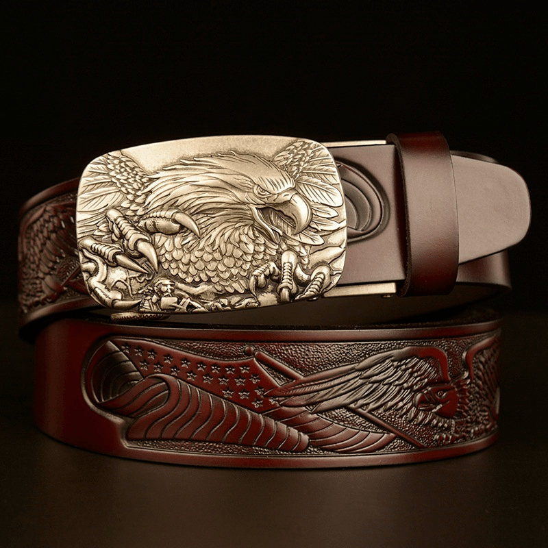 Fashion Temperament Eagle Head Automatic Buckle Men'S Belt - MRSLM