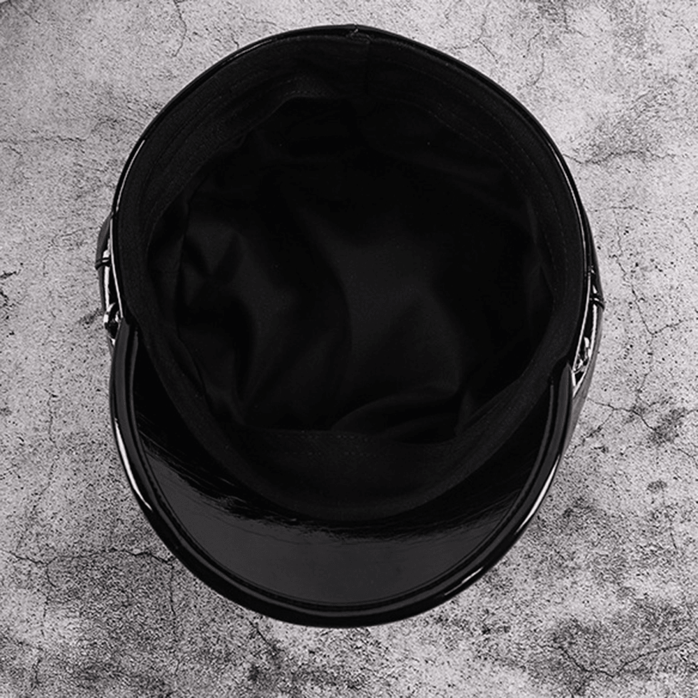 Faux Leather Flat Hats Navy Hat British Style Chain Octagonal Hat Beret - MRSLM