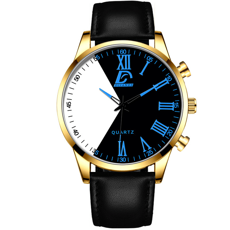 DIJANES 6 Colors Leather Men Vintage Business Watch Decorated Pointer Quartz Watch - MRSLM