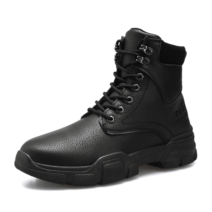 Men Stylish Sport Microfiber Leather Lace up Casual Ankle Boots - MRSLM