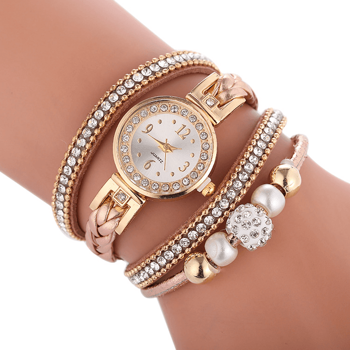 Fashion Circle Bracelet Diamond Simple Dial Ladies Dress Women Quartz Watch - MRSLM