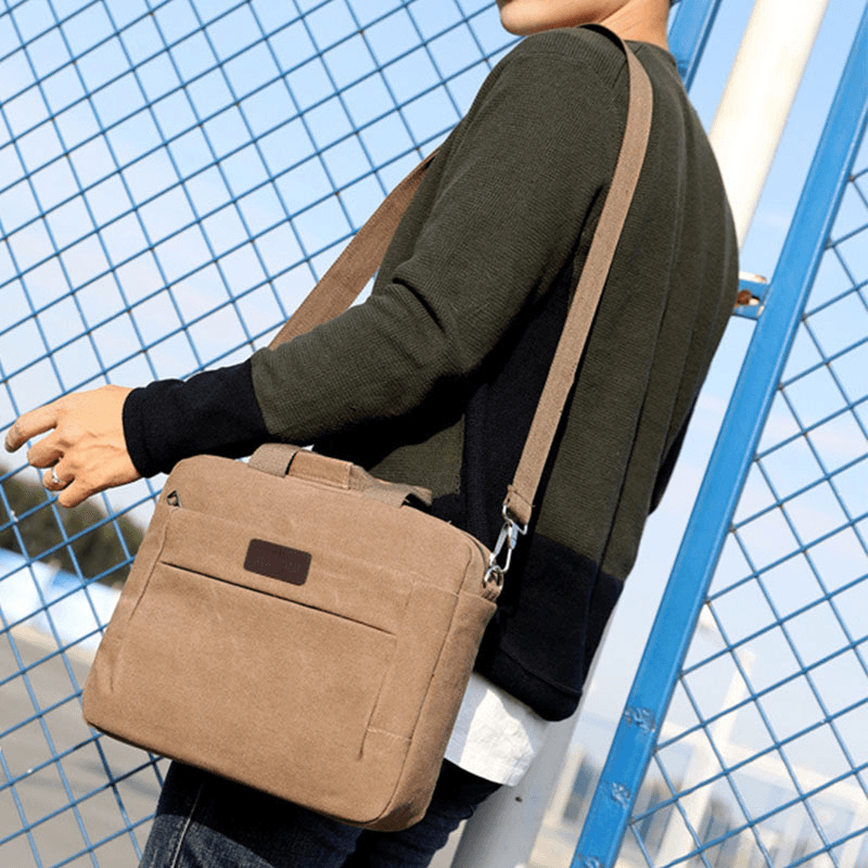 Men Canvas Shoulder Bag Crossbody Bag Handbag Business Bag - MRSLM