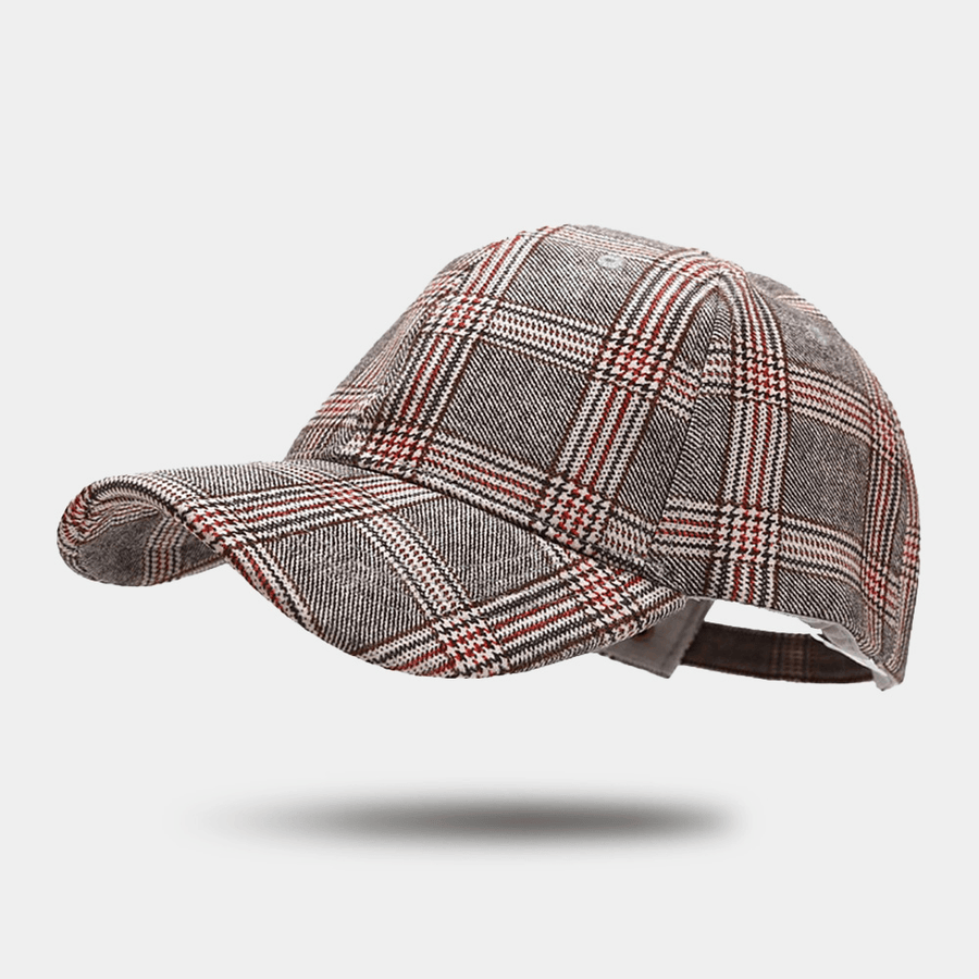 Unisex Cotton Curved Brim Colored Lattice Pattern Baseball Cap Outdoor Casual Sunshade Hat - MRSLM