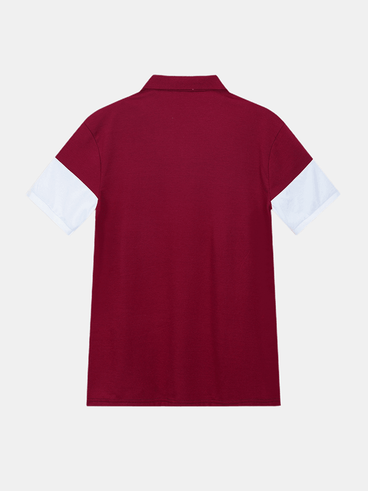 Mens New Color Matching Casual Fashion Cotton Short Sleeved Golf Shirt - MRSLM