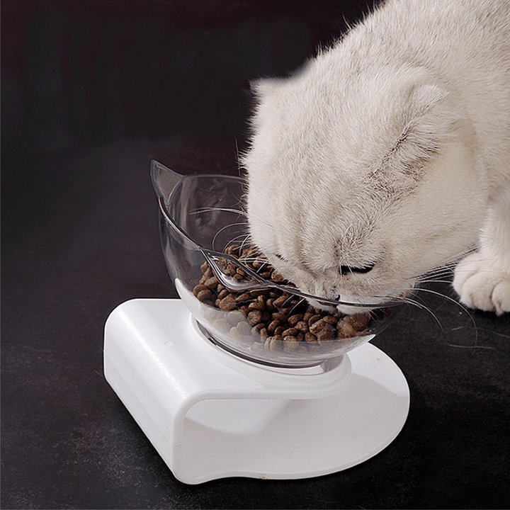 Cat Face Shape Pet Bowl Durable Safe Non-Toxic Pet Bowl Oblique Bowl - MRSLM