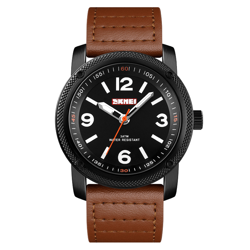 SKMEI 1417 Leather Simple Big Number Business Fashion Men Quartz Watch - MRSLM