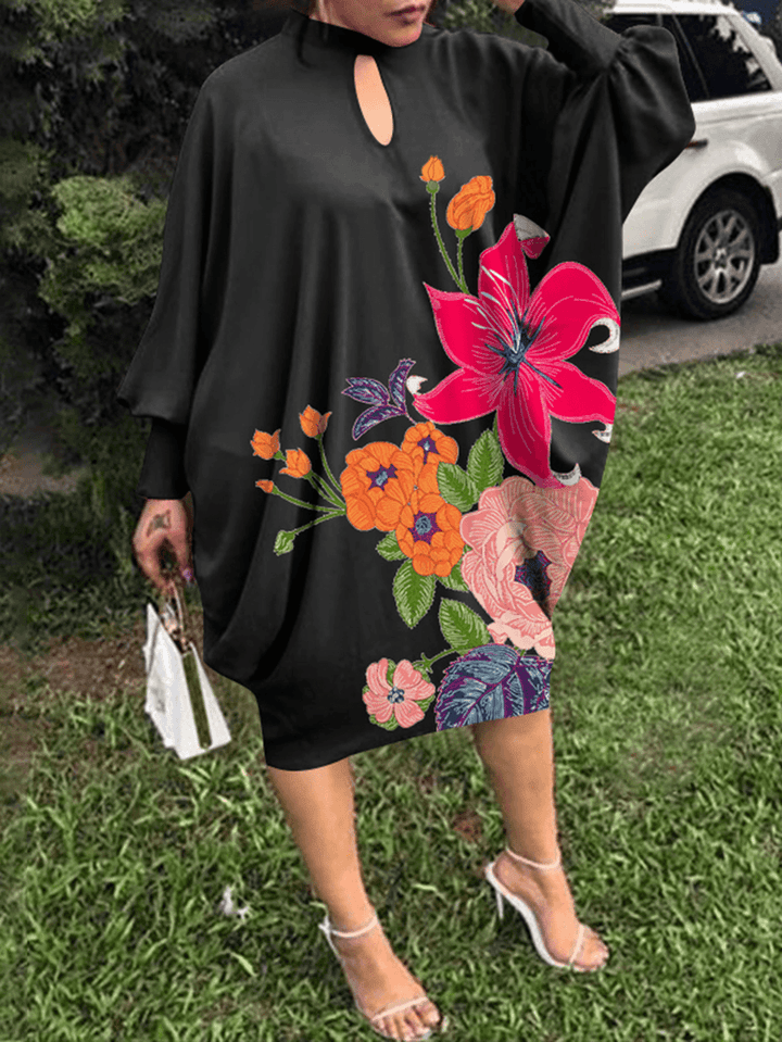 Leisure Pleating Daily Long Sleeve Floral Dress for Women - MRSLM