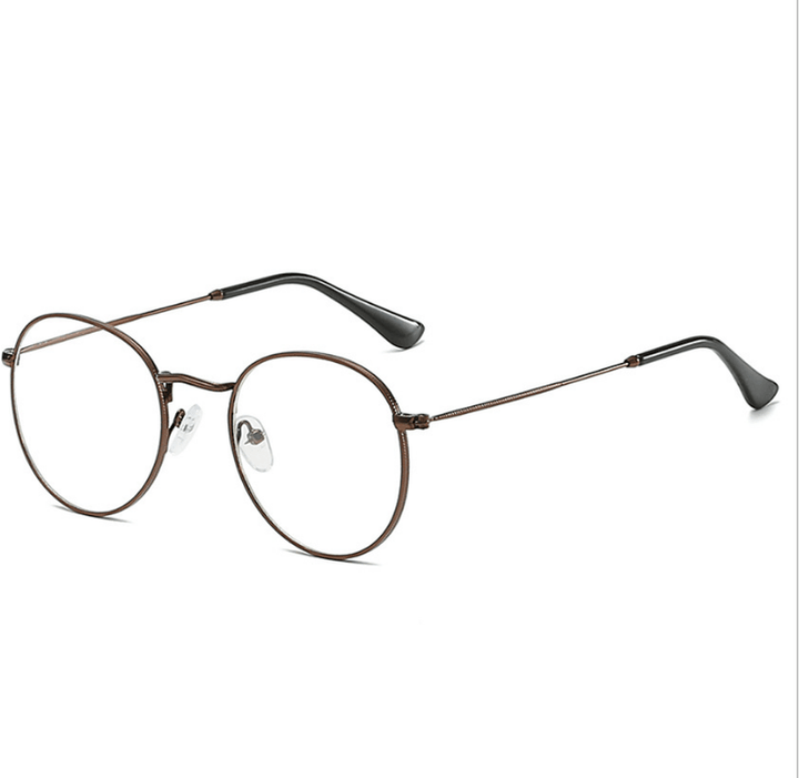 Literary Style Flat Mirror Metal Frame Open-Ball Elliptic Glasses 3447 for Men and Women - MRSLM