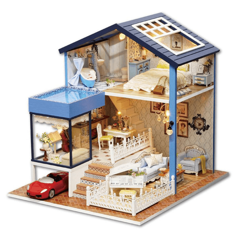 Cuteroom A-061-A Seattle DIY Dollhouse Miniature Model with Light Music Collection Gift Decor - MRSLM