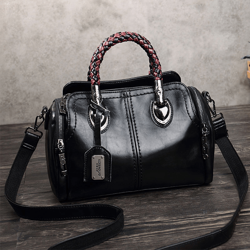 Women Vintage Handbag Oil Wax Leather Crosssbody Bag - MRSLM