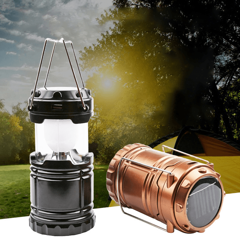Ipree® G85 Outdoor Solar Lantern 6 LED USB Rechargeable Telescopic Camping Light Super Bright Emergency Power Bank Flashlight Hiking Travel - MRSLM