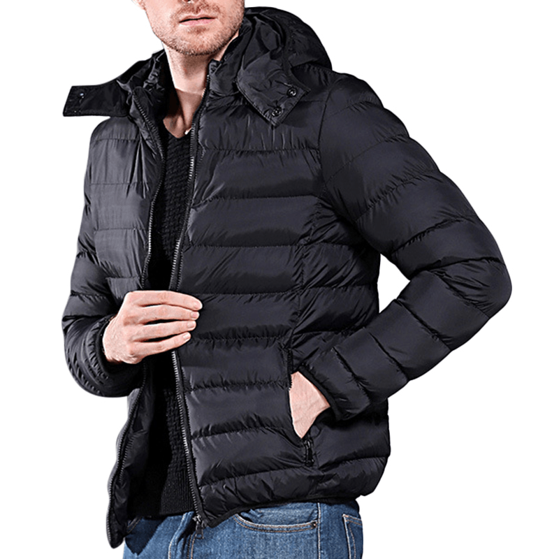 Mens Winter Hooded Windproof Warm Insulated Padded Jacket - MRSLM