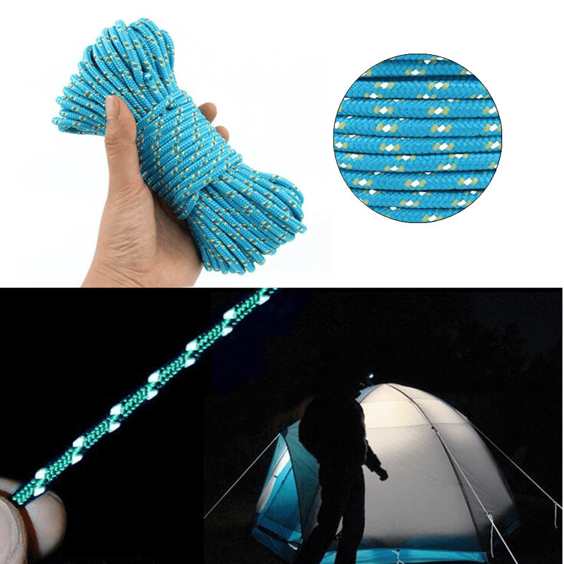 Dacron 20M Camping Tent Rope Light-Reflective High-Strength Outdoor 16 Strands Paracord - MRSLM