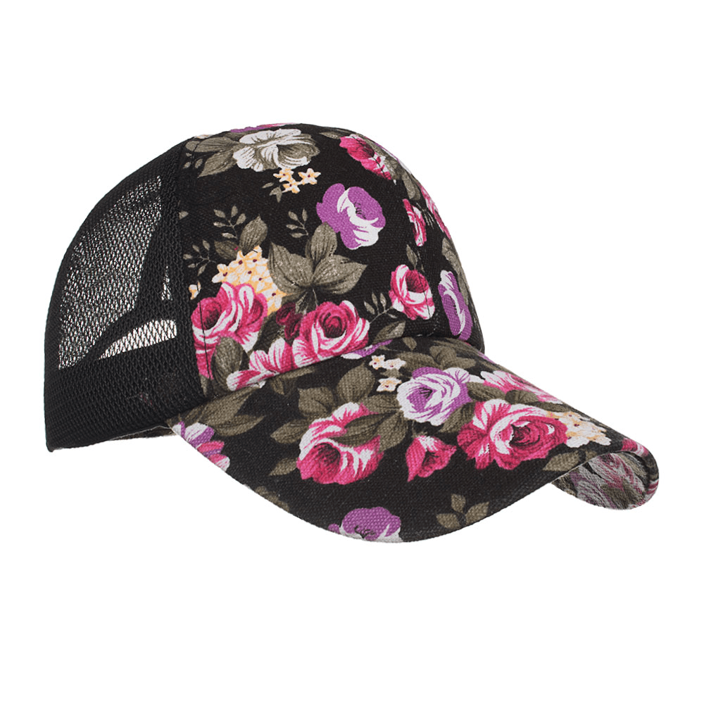 Women Summer Outdoor Print Breathable Mesh Baseball Cap Casual Adjustable Visor Hat - MRSLM