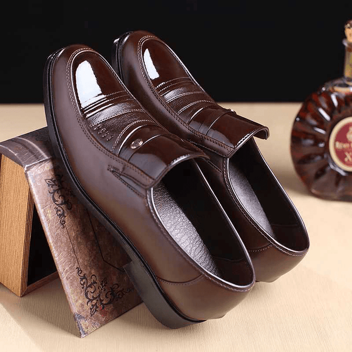Men'S Casual Office Formal Work Oxfords Leather Shoes round Toe Business Dress - MRSLM